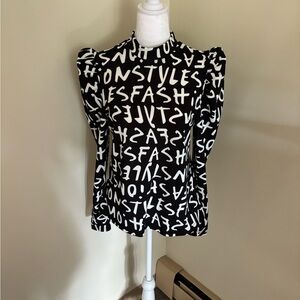 Graffiti blouse in black and white- never worn